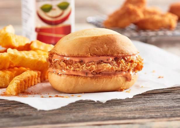 Kidz Nibblerz® Meal · Bite-sized for the pint-sized. One of our classic Chicken Fingerz™, tucked in a toasted bun and topped with Zax Sauce®, served with Crinkle Fries, Kidz® Drink, and a Treat. (630-830 Cal)