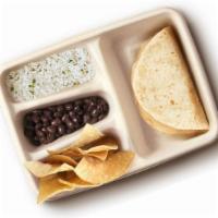 Kid's Quesadilla · With a side of rice and beans. Includes fruit or kid's chips and organic juice or milk.