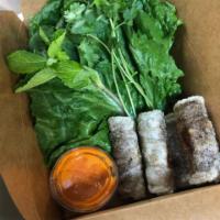Fried Spring Rolls · 4 fried spring rolls made with ground pork, crab, carrots, egg, wood ear mushrooms, glass no...