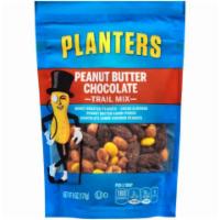Planters Trail Mix Peanut Butter Chocolate 6oz · A tasty combination of honey roasted peanuts, peanut butter and peanut M&Ms, and cocoa almon...