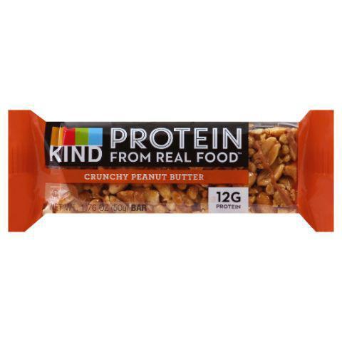 Kind Crunchy Peanut Butter 1.76oz · This bar was designed for peanut butter lovers: crunchy peanuts with smooth peanut butter and drizzled with even more peanut butter flavor. With 5g of sugar and 6g of protein, this is a delicious and gluten free snack you can feel good about.