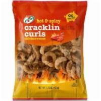 7-Select Pork Cracklins Hot 1.75oz · Fried out pork fat with attached skin. Mildly seasoned with red pepper