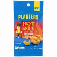 Planters Hot & Spicy Cashew 2.25oz · A craveable snack made of a whole peanut surrounded by a crunchy hot and spicy flavored shell
