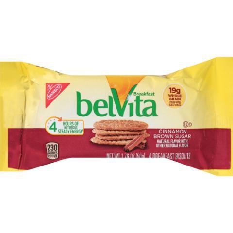 BelVita Cinnamon and Brown Sugar 1.8oz · Four slightly sweet crunchy biscuits with a hint of cinnamon.