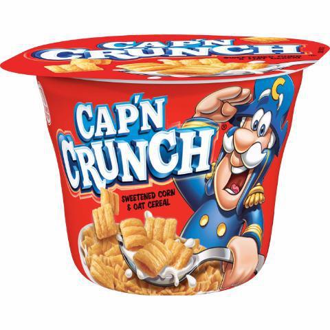 Cap'n Crunch To-Go-Cup 1.51oz · Salute to breakfast with this golden delicious cereal that also provides seven essential vitamins and minerals.