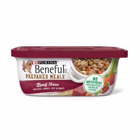 Beneful Prepared Meals Beef Stew 5lb · Packed with beef, peas, carrots, rice and barley, it’s a hearty and irresistible meal for your best friend.