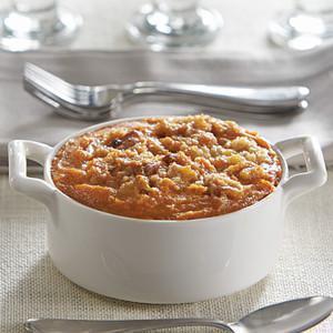 Maple Sweet Potato Souffle Frozen Side · Our special recipe takes generous slices of select sweet potatoes and whips them into a creamy, smooth soufflé with brown sugar and spices, topped with crunchy pecans. All you do is bake to perfection. Serves 4-6.