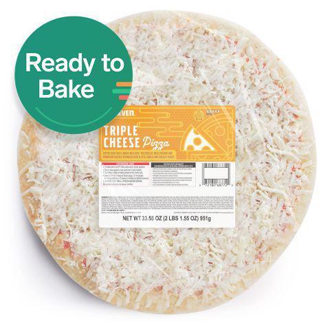 Ready to Bake Pizza - Cheese · Heat & eat Cheese Pizza is topped with 100% Real® Mozzarella and Parmesan cheese. Product comes uncooked and should be baked at 325 degrees F. for 17 – 20 minutes.  Ensure internal temperature is 165F