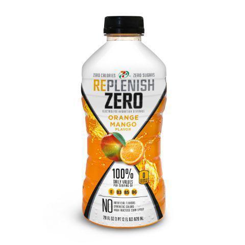 7- Select Replenish Zero Orange Mango 28z · 7-Select Replenish has 15 grams of sugar and 60 calories per serving or 150 calories per 28-ounce bottle.