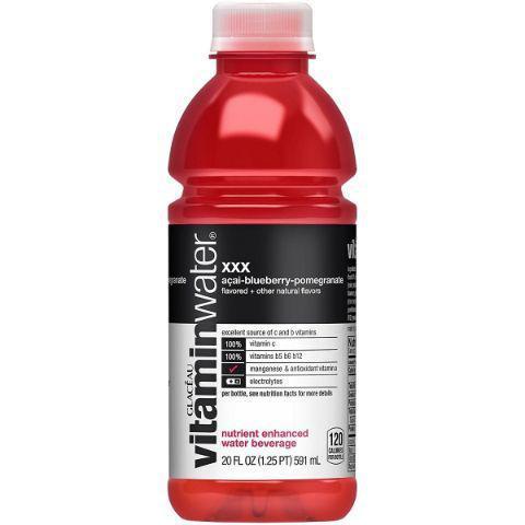 Vitamin Water XXX Acai Blueberry Pomegranate 20z · One bottle of vitaminwater® açai blueberry pomegranate is packed with vitamins, manganese, and electrolytes