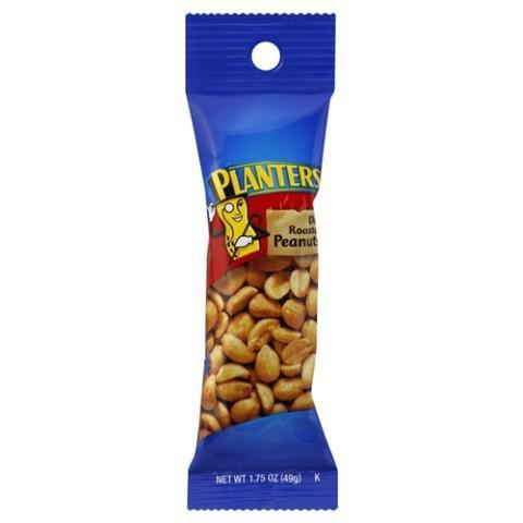 Planters Dry Roasted Peanuts 1.75oz · Heart-healthy snack dry roasted creating their own unique flavor with the light salt adding a savory crunch.