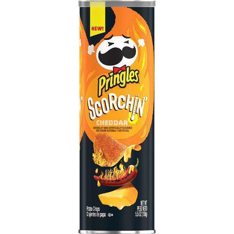 Pringles Scorchin Cheddar 5.6oz · Think creamy cheddar and peppery heat—then stop thinking and go get Scorchin' Cheddar Pringles