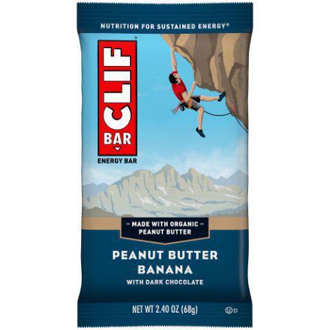 Clif Peanut Butter & Banana Dark Chocolate 2.4oz · Peanut Butter Banana with Dark Chocolate CLIF BAR® is perfect for helping her power through long days on the course. Made with organic peanut butter, rich dark chocolate, organic dried bananas, and crunchy organic peanuts, this tasty favorite has 10 grams of protein to help you go the distance.