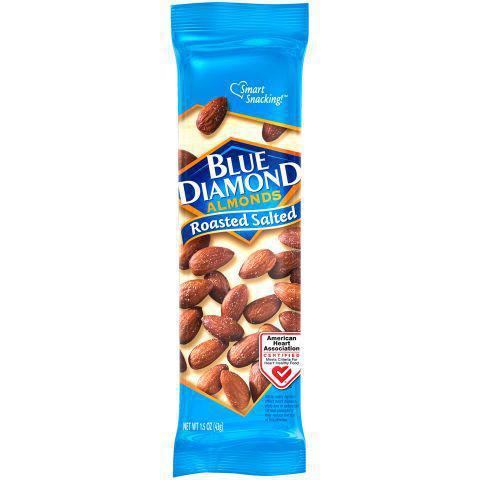 Blue Diamond Roasted Salted Almond 1.5oz · Look no further than Blue Diamond's perfectly oven roasted Sea Salt flavored almonds for a hunger-taming salty snack you can feel good about