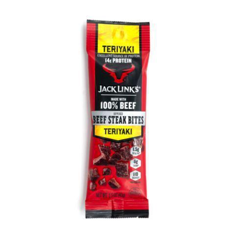 Jack Link's Teriyaki Beef Tender Bites 1.5oz · Made with 100% beef, these poppable, bite-sized, teriyaki-seasoned morsels pack big-time flavor and are a good source of protein.