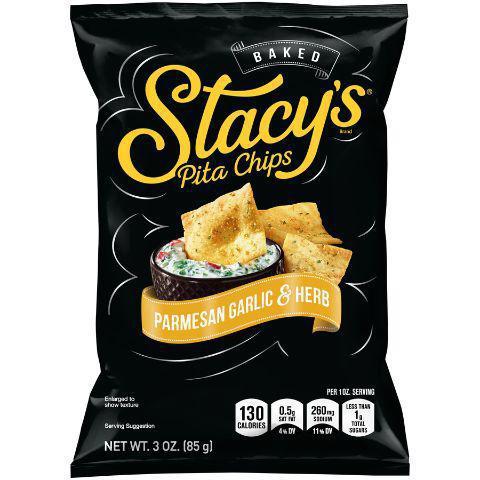 Stacy's Pita Chips Parmesan Garlic Herb 3oz · Real Parmesan cheese, garlic and parsley are twice-baked right on to our signature pita bread for a flavorful bite.