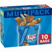 Chex Mix Traditional 10 Pack 1.75oz · The original Chex you love! It’s corn Chex, wheat Chex, pretzels, rye chips and mini breadst...