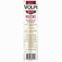 Volpi Roltini Mozzarella & Spicy Salami 1.5oz · Protein-rich filling snack with crafted spicy Italian Salame and mild Mozzarella.