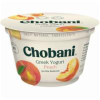 Chobani Greek Yogurt Peach 5.3oz · Ripe, plump, juicy peaches layered beneath creamy Greek Yogurt.