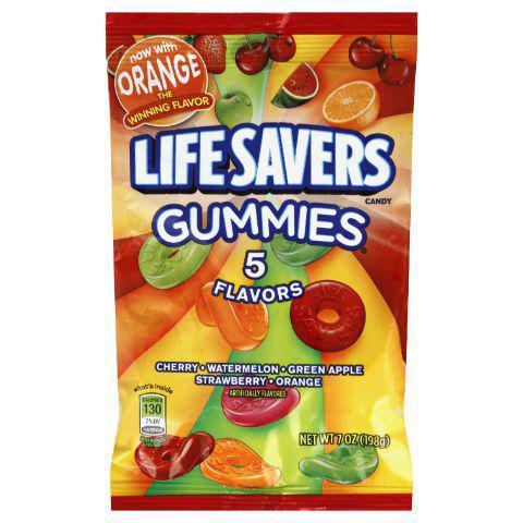 Life Saver Gummies 5 Flavor 7oz · Life Savers 5 Flavors Gummies candy has the perfect assortment of fruity, gummy goodness: cherry, watermelon, green apple, strawberry, and orange