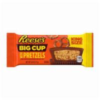 Reese's Big Cup with Pretzels Peanut Butter Cups King Size 2.6oz · Smooth peanut butter filling with crunchy salty pretzel pieces surrounded by chocolate.