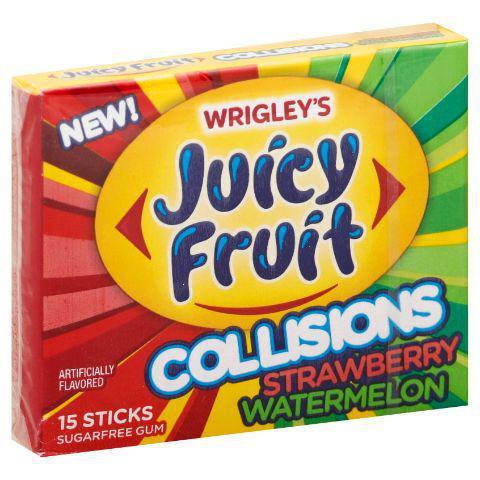 Juicy Fruit Collisions Strawberry Watermelon 15 Count · Juicy Fruit Strawberry Watermelon Collisions bubble gum has big fruity flavor that fills your mouth with smiles