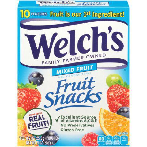 Welch's Mixed Fruit Snacks 9oz 10 Count · Welch's® Fruit Snacks Mixed Fruit is America's Favorite variety, offering a delicious combination of flavors