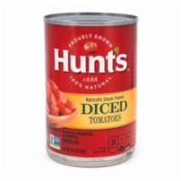 Hunts Diced Tomatoes 14.5oz · Hunt's vine-ripened tomatoes are peeled, diced, and ready to go. No compromise, Hunt's Diced...