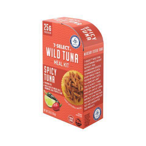 7-Select Wild Tuna Meal Kit Spicy 3.6 oz · Sustainably caught tuna. Mercury tested. Contains avocado oil with a kick of ancho chile habanero, chile pepper, & lime.