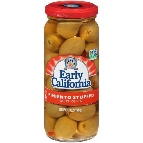 Early California Queen Olives 7oz · Early California Pimiento Stuffed Queen Olives are among the most versatile ingredients and are an essential part of Greek, Italian and Mexican recipes