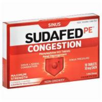 Sudafed PE Congestion 18 count · SUDAFED PE® Sinus Congestion Maximum strength sinus decongestant for fast, yet powerful reli...