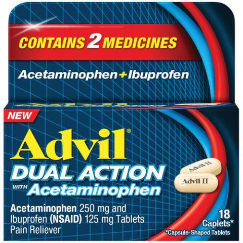 Advil Dual Action 18 Count · Advil Dual Action. Two of the most powerful pain fighting ingredients team up for some big relief