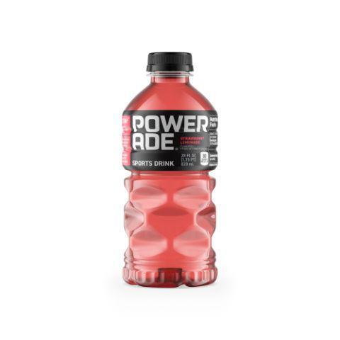Powerade Strawberry Lemonade 28oz · Tangy Strawberry Lemonade flavor. Enhanced with electrolytes and vitamins to replenish your body after a workout.