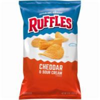 Ruffles Cheddar & Sour Cream 8oz · Combination of a mild sharpness of real cheddar cheese with zesty sour cream to produce a un...