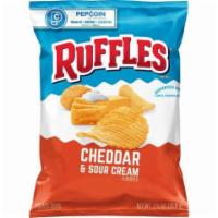 Ruffles Cheddar & SourCream 2.5 oz · Combination of a mild sharpness of real cheddar cheese with zesty sour cream to produce a un...