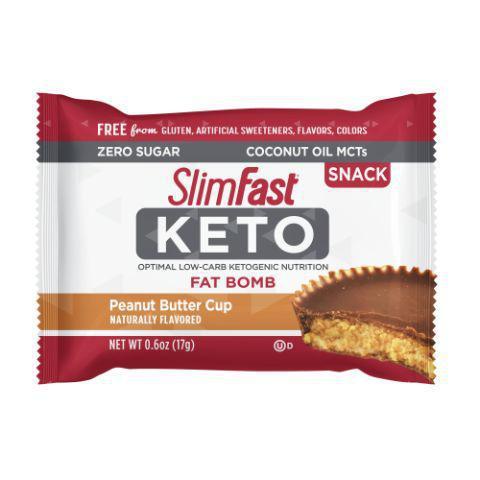 Slim Fast Keto Fat Bomb Peanut Butter Cup 0.6oz · The SlimFast Keto Peanut Butter Cup FatBomb is a low-carb, high-fat snack designed for optimal low-carb ketogenic nutrition