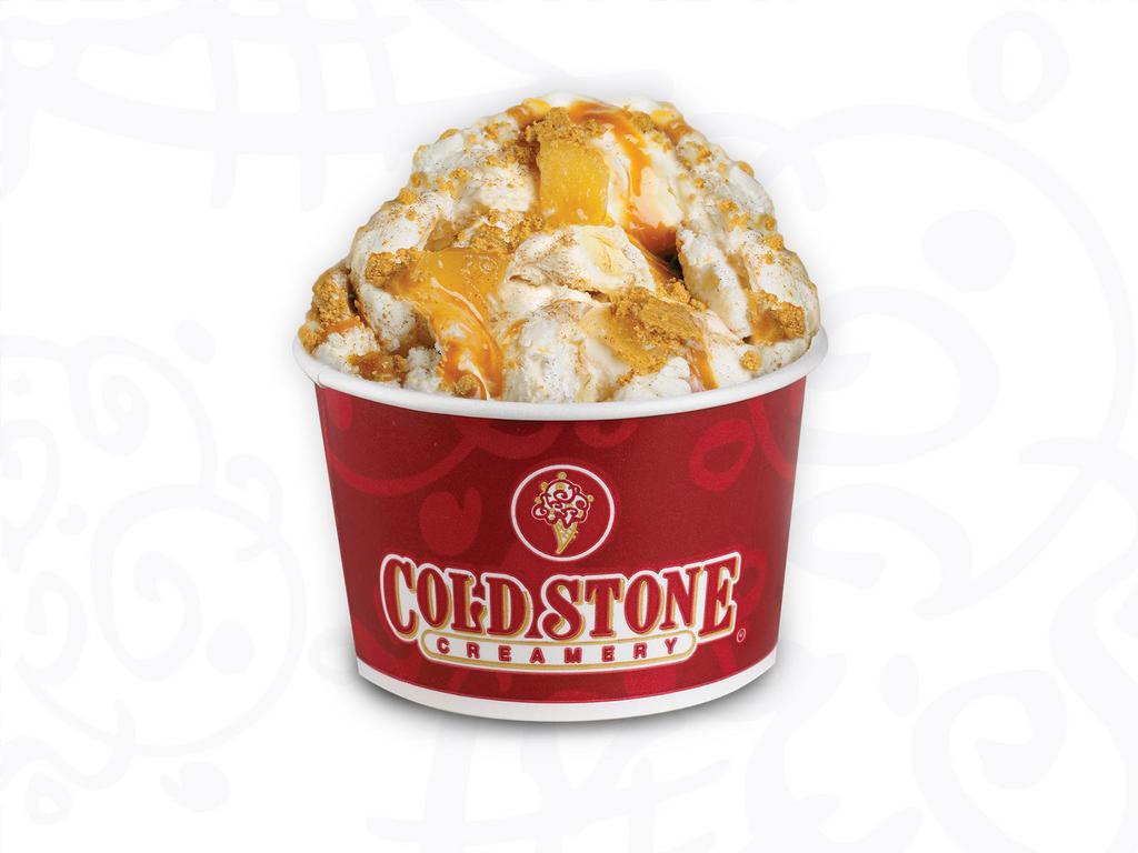 Apple Pie a la Cold Stone · Just like Mama used to make! If mama used to make french vanilla ice cream with cinnamon, graham cracker pie crust, apple pie filling and caramel, of course. French vanilla ice cream with cinnamon, graham cracker pie crust, apple pie filling, and caramel.