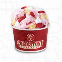 Surrender to Strawberry · Strawberry ice cream, yellow cake, strawberries and whipped topping.