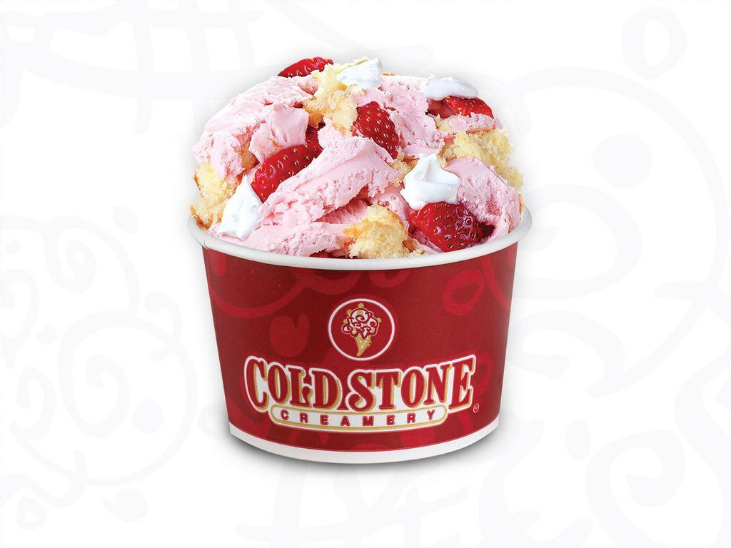 Surrender to Strawberry · Strawberry ice cream with strawberries, yellow cake and whipped topping.