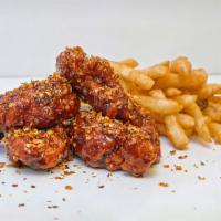 STICKY TENDERS & FRIES · 4 pieces. Chicken breast tenders tossed in our homemade sticky sauce served with a side of f...