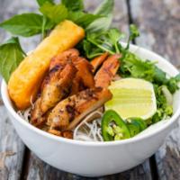 Chicken Pho · Grilled lemongrass chicken, rice noodles, bean sprouts, basil, coriander, cilantro, green an...