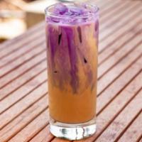 Vietnamese Ube coffee · Iced coffee, condensed milk and ube syrup.