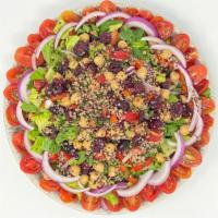 Quinoa Salad · Lettuce, Cherry Tomatoes, Scallion, Parsley, Quinoa, Red pepper, Garbanzo, Cranberry, Olive ...