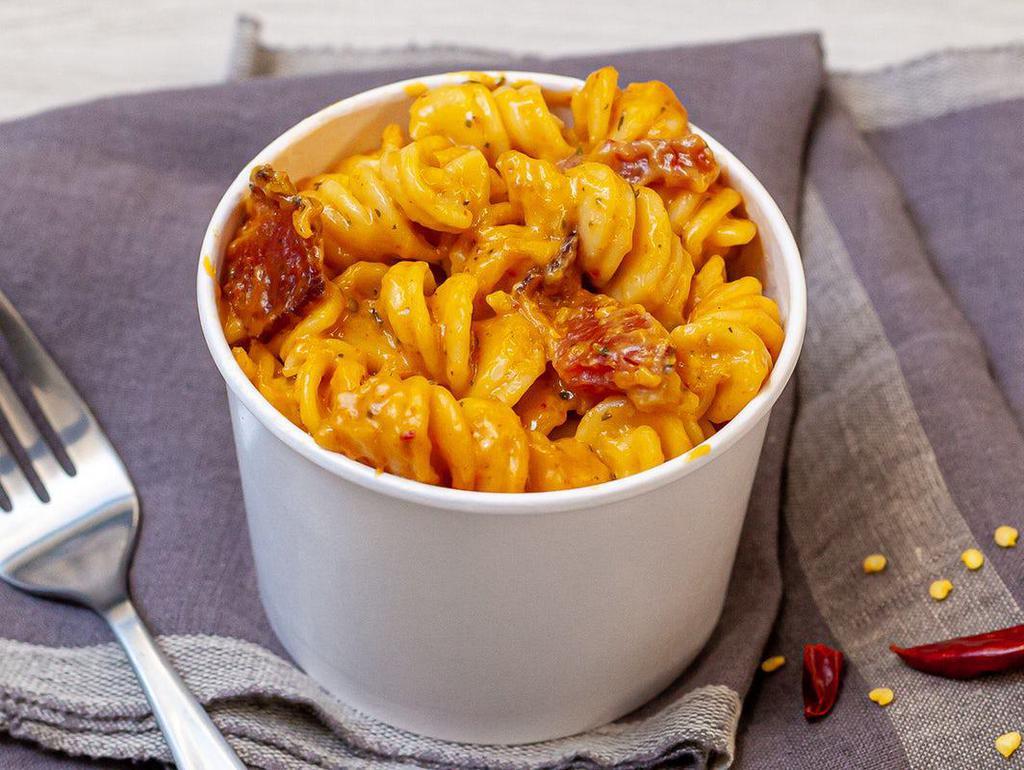 Chipotle Bacon Mac & Cheese · Chipotle pesto, bacon and cheddar cheese blended in creamy mac & cheese.