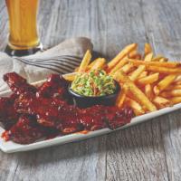 Riblet Platter with Fries and Slaw · Our famous Applewood-smoked riblets, slathered in your choice of sauce.  Served with fries &...
