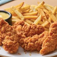 Chicken Tenders Basket · Crispy breaded chicken tenders are a grill and bar classic. Served with honey Dijon mustard ...