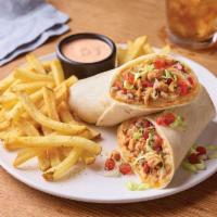 Chicken Fajita Rollup · Chipotle chicken, cheddar, pico and lettuce served with a Mexi-ranch dipping sauce. Served w...