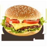Cheeseburger deluxe  · 100% Beef With lettuce, tomato and onions. Served with fries .