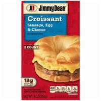 Jimmy Dean Sausage Egg Croissant 2 Pack · It has a tasty sausage patty with a fried egg and even a slice of cheese. All this is wrappe...