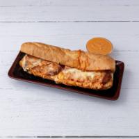 Chicken Parmigiana with Vodka Sauce Sandwich · Breaded chicken, tomato sauce, and cheese sandwich. 